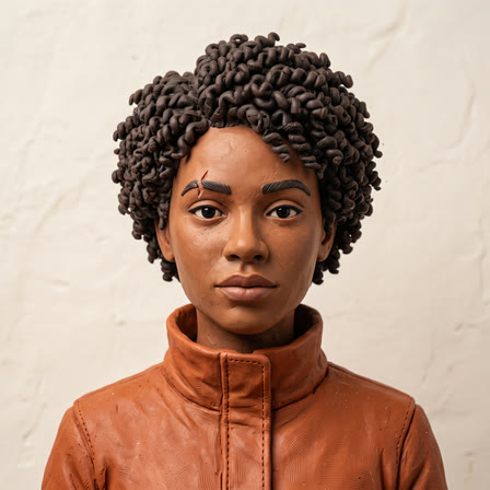 The same person rendered in the Claymation look