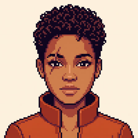 The same person rendered in the Pixel look