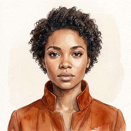 The same person rendered in the Watercolor look